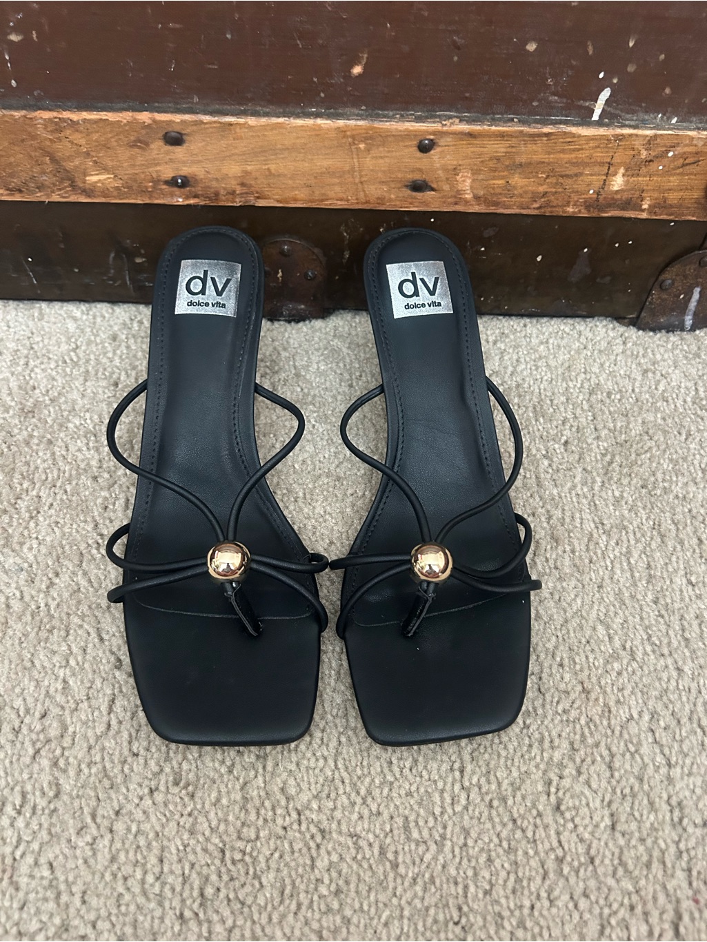 Dv By Dolce Vita Black Strappy Square-Toe Kitten Heal — image 2 of 5